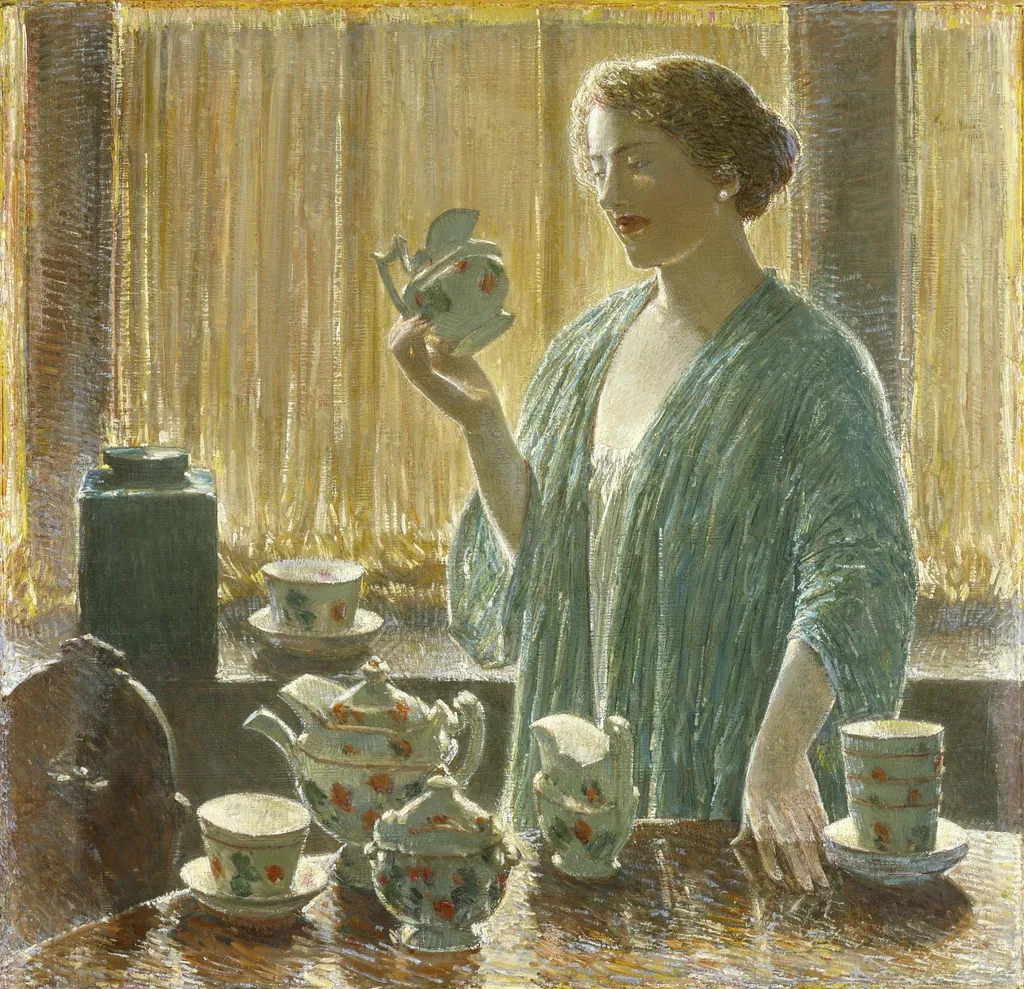 Strawberry Tea Set, by Childe Hassam, oil, 1912