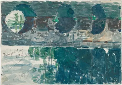 The Bridge at Grez [verso], by Childe Hassam