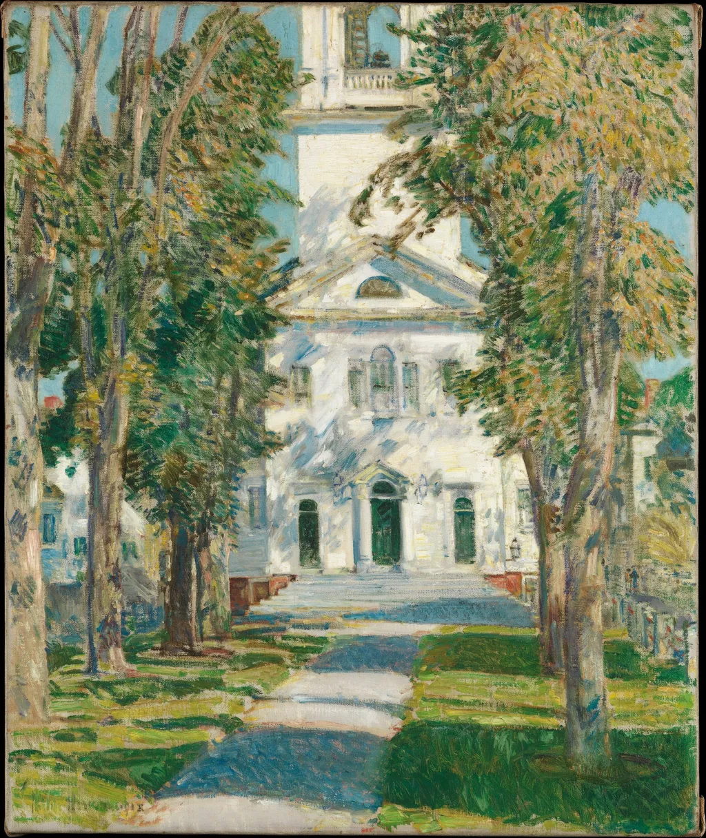 The Church at Gloucester, by Childe Hassam, oil, 1918