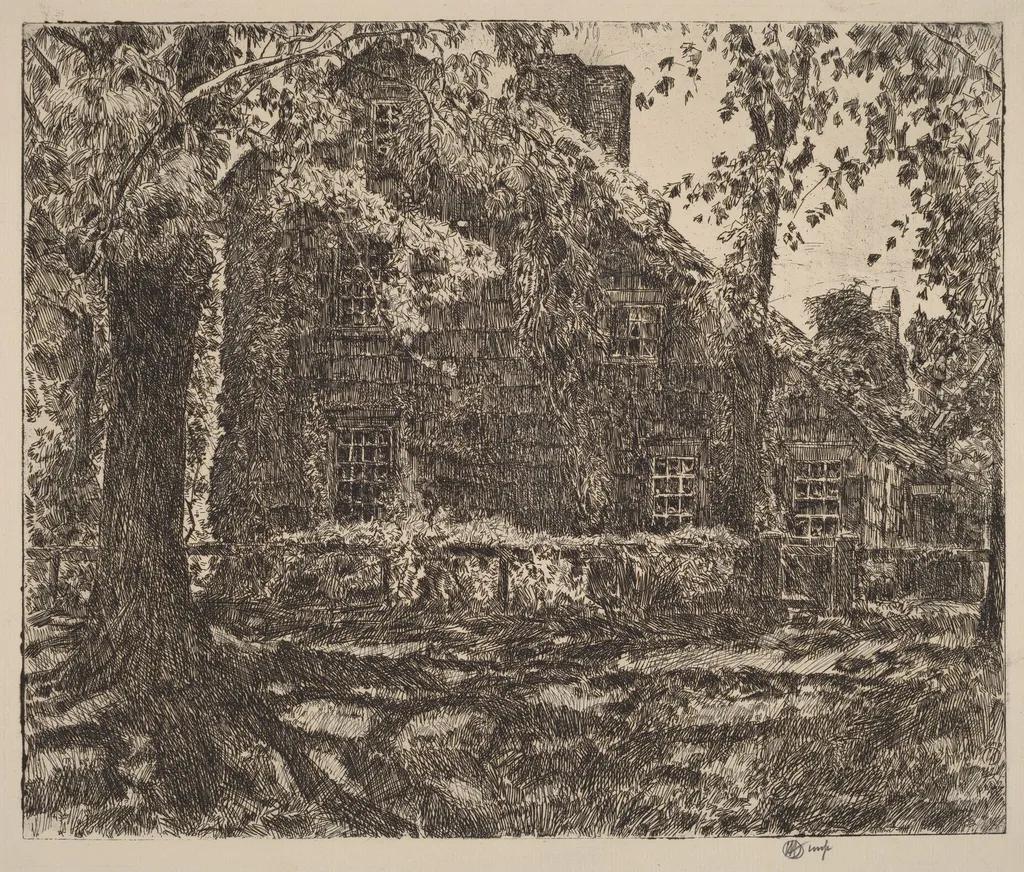 The "Home Sweet Home" Cottage, Easthampton, by Childe Hassam, ink, 1921