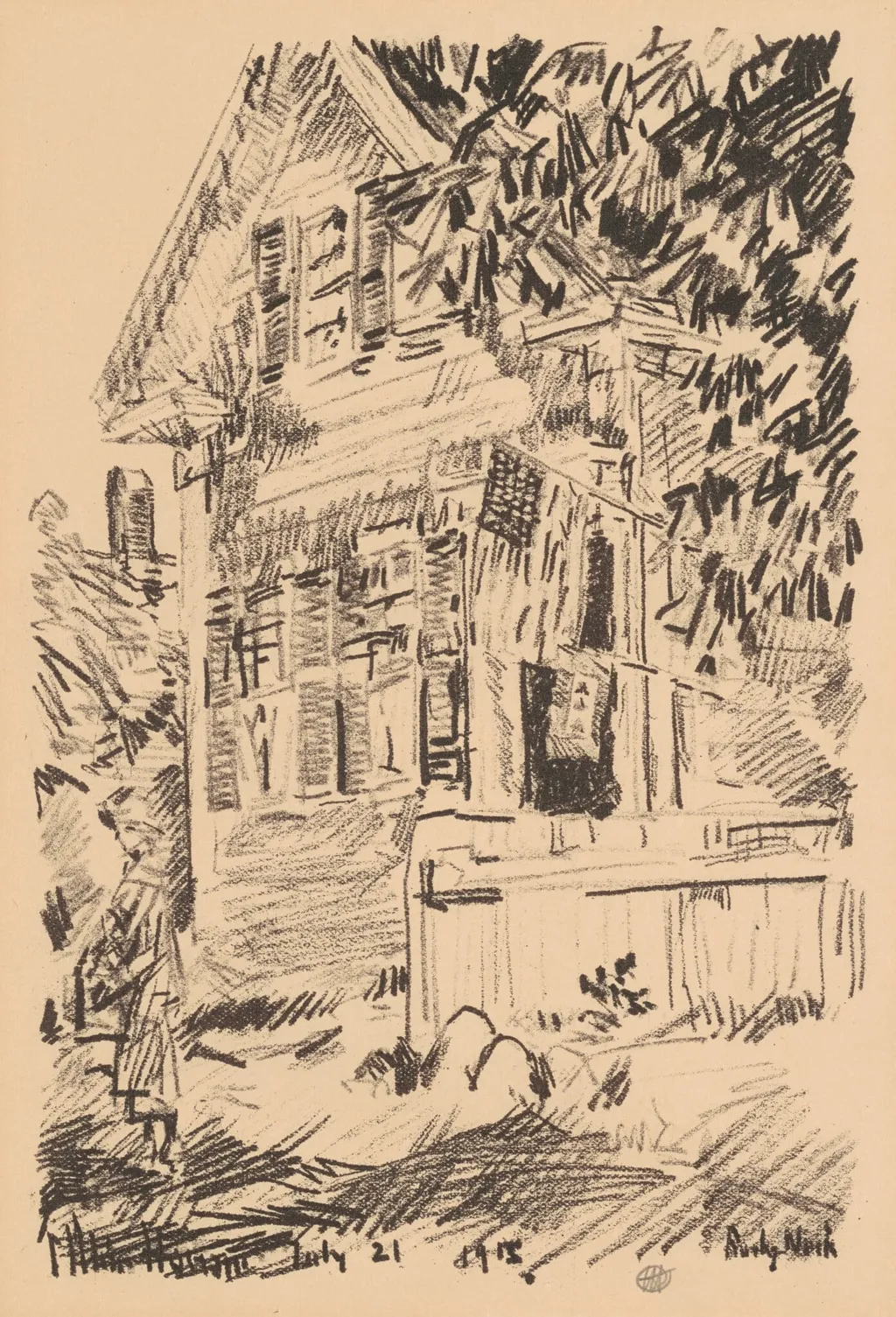 The Service Flag, by Childe Hassam, ink, 1918