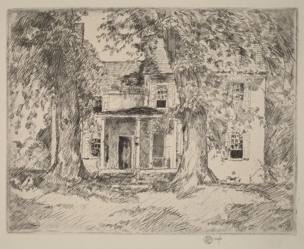 Washington's Headquarters near Valley Forge, by Childe Hassam, ink, 1926