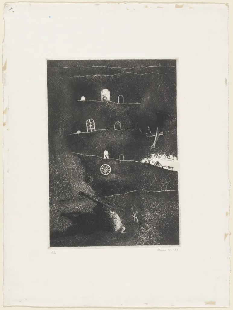 Untitled, by Chimei Hamada, ink, 1953