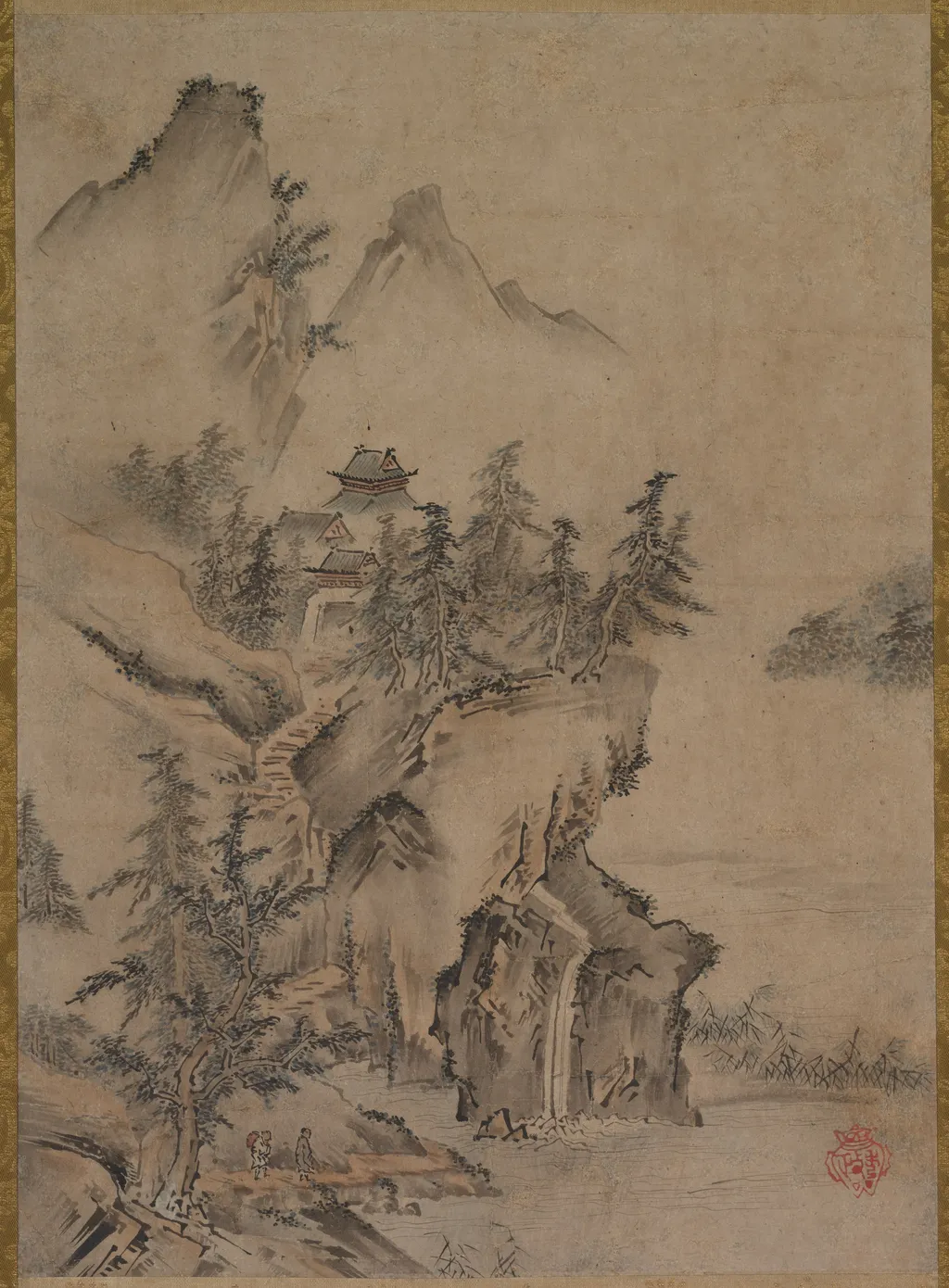 Chinese Literatus Traveling to a Mountain Temple, unspecified, 1594