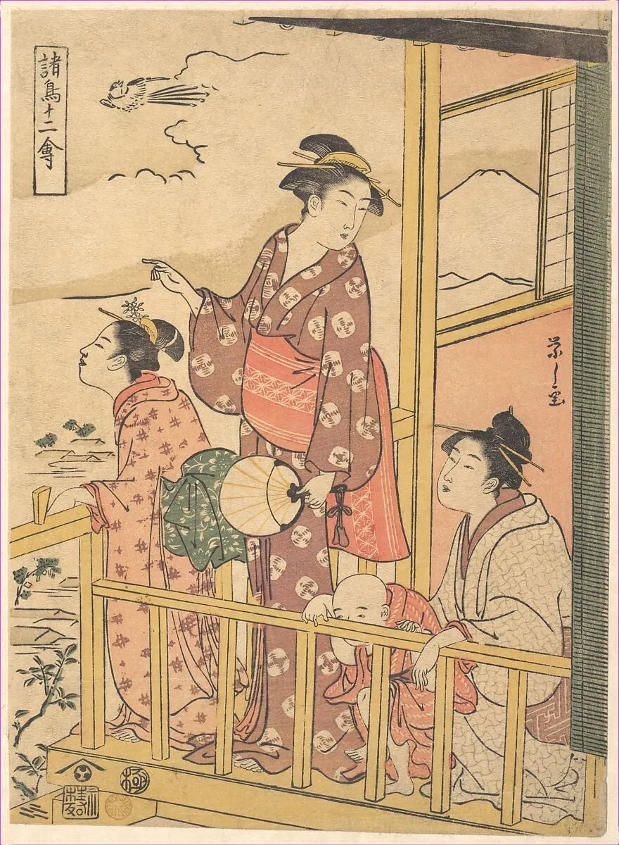鳥文斎栄之画 「諸鳥十二禽」 尾長鳥|A Long-Tailed Fowl (Onagadori), from the series Twelve Assorted Birds (Shochō jūnikin), by Chôbunsai Eishi, ink, 1791