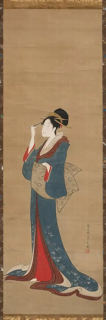 Beauty Replacing Her Hairpin, by Chôbunsai Eishi