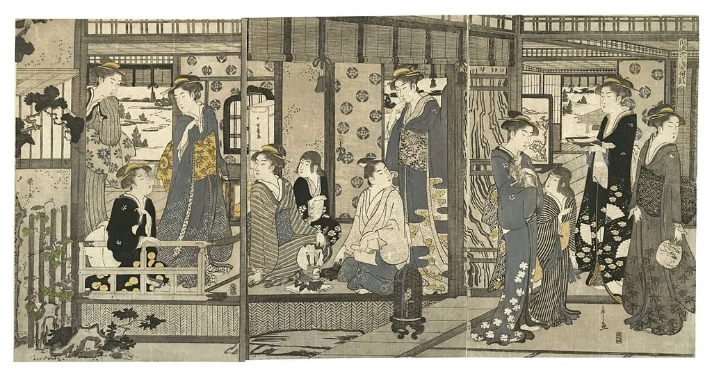 「風流やつし源氏 朝顔」|Bellflowers (Asagao), from the series Genji in Fashionable Modern Guise (Fūryū yatsushi Genji: Asagao), by Chôbunsai Eishi, ink, 1790