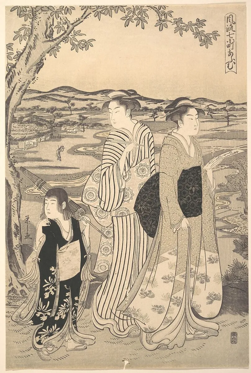 Onono Komachi|Parrot Komachi, by Chôbunsai Eishi, ink, 1788