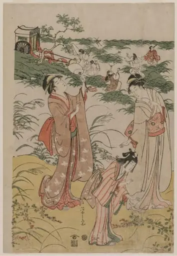 Women Chasing Crickets on an Autumn Moor, by Chôbunsai Eishi