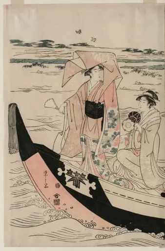 Women in a Pleasure Boat on the Sumida River, by Chôbunsai Eishi