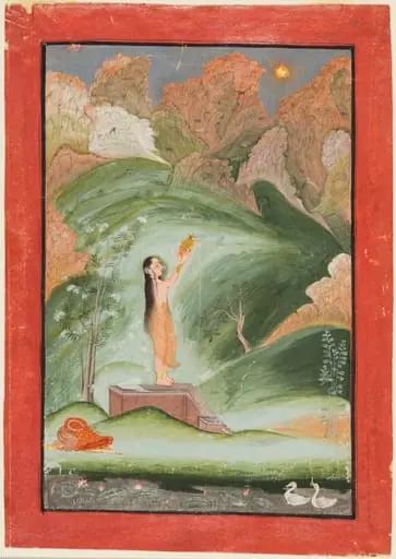 A girl worshipping the rising sun (Surya puja), by Chokha
