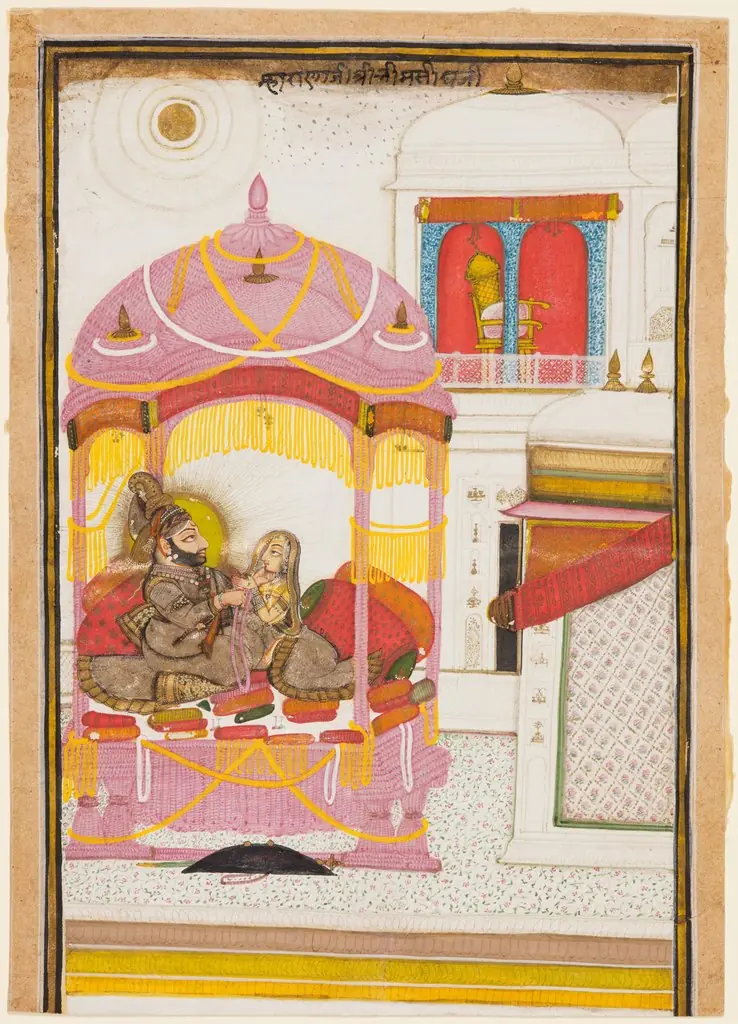 Maharana Bhim Singh of Mewar (r. 1778–1828) with a Consort, by Chokha