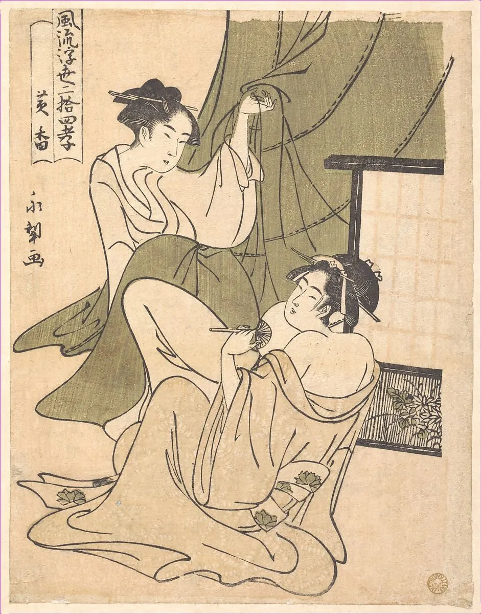 Untitled, by Chōkyōsai Eiri 鳥橋斎栄里, ink, 1791