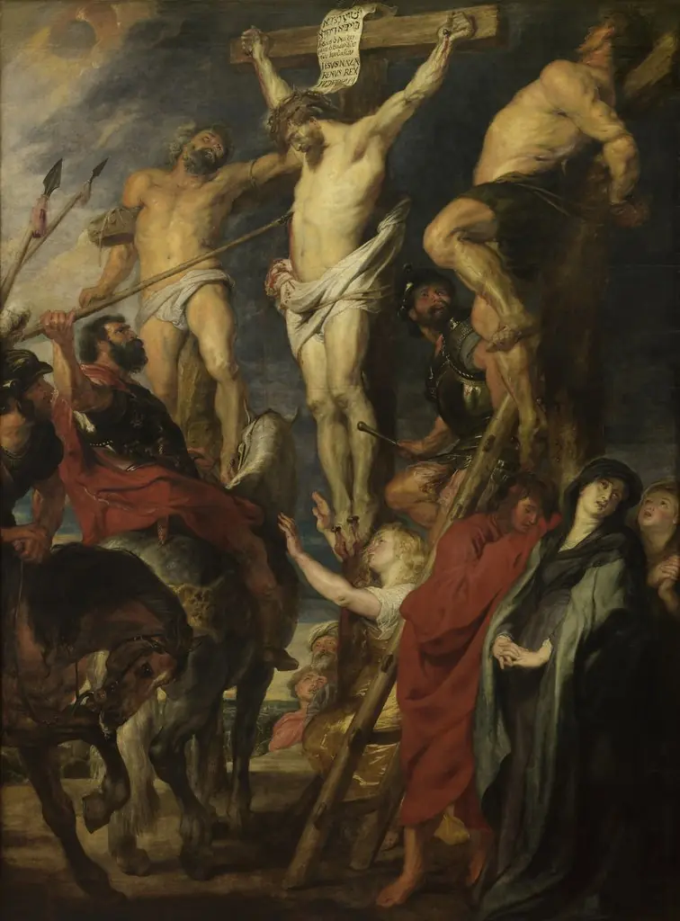 Christ on the Cross between the two criminals