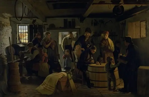 The Bailiff Calls on a Poor Cooper in Salling, by Christen Dalsgaard