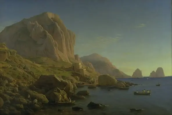 A Rocky Coast, Capri. Soon after Sunrise, by Christen Købke