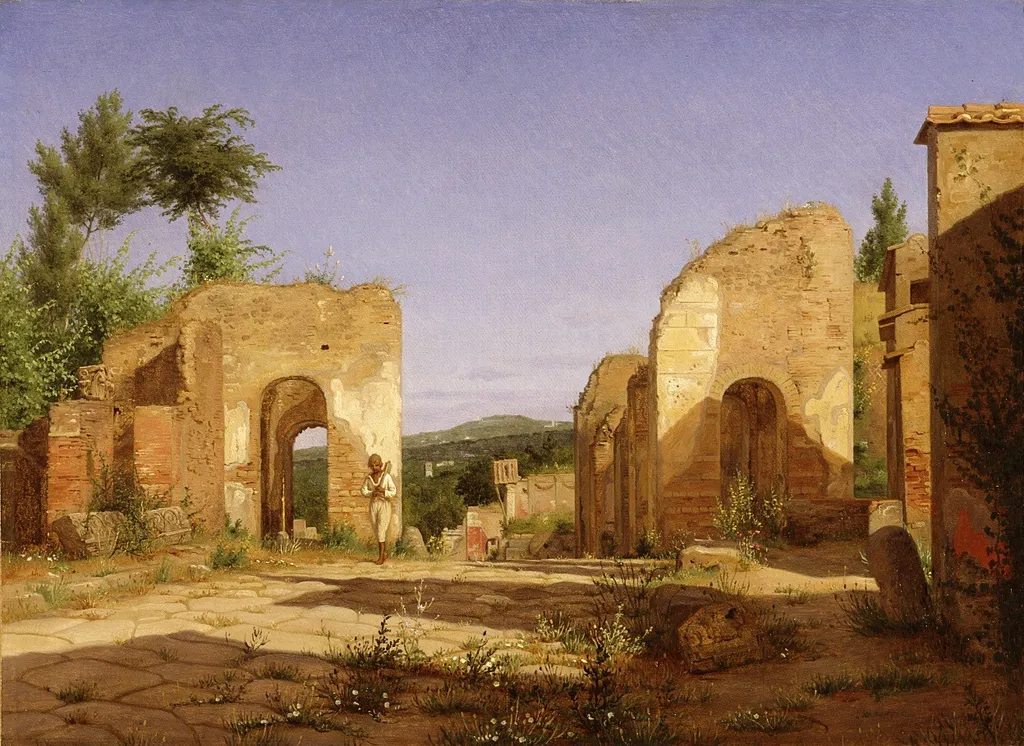 Gateway in the Via Sepulcralis in Pompeii, by Christen Købke, oil, 1846