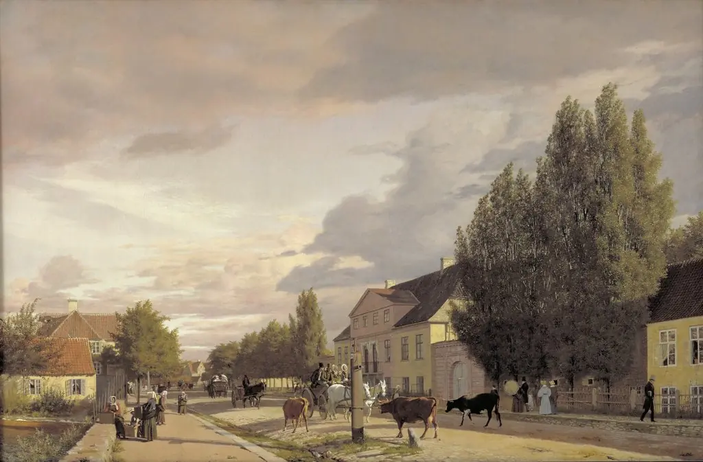 View of a Street in Østerbro outside Copenhagen. Morning Light, by Christen Købke