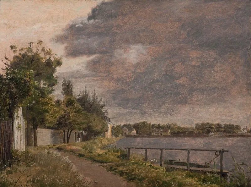 View of Dosseringen near the Suburb Østerbro outside Copenhagen, Cloudy Sky, by Christen Købke, unspecified, 1843