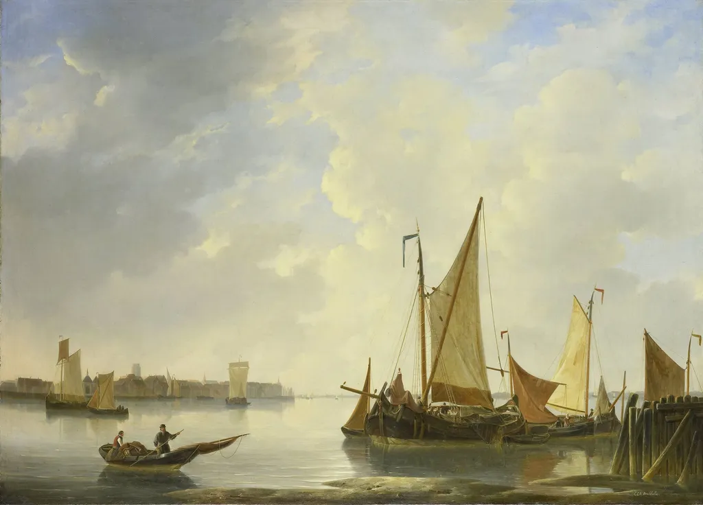 View of Dordrecht seen from Papendrecht, by Christiaan Lodewijk Willem Dreibholtz, unspecified, 1834