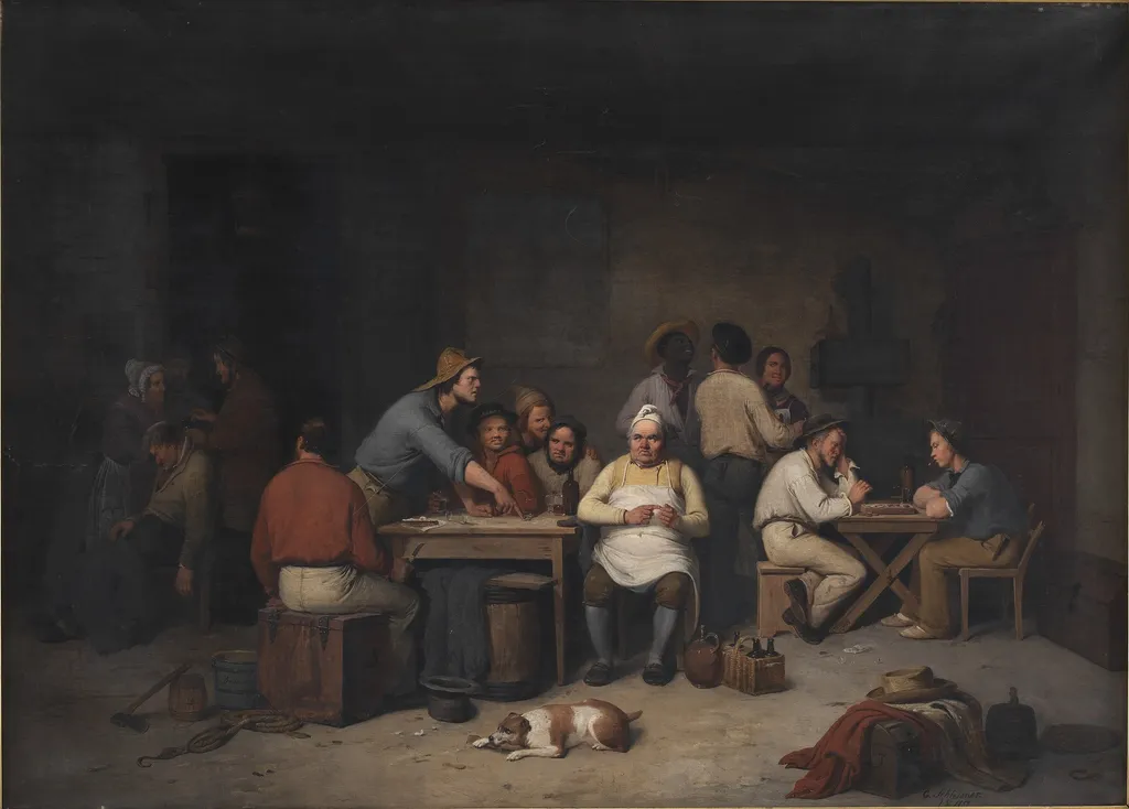 En scene i værtshuset Brokkensbod, by Christian Andreas Schleisner, oil, 1847