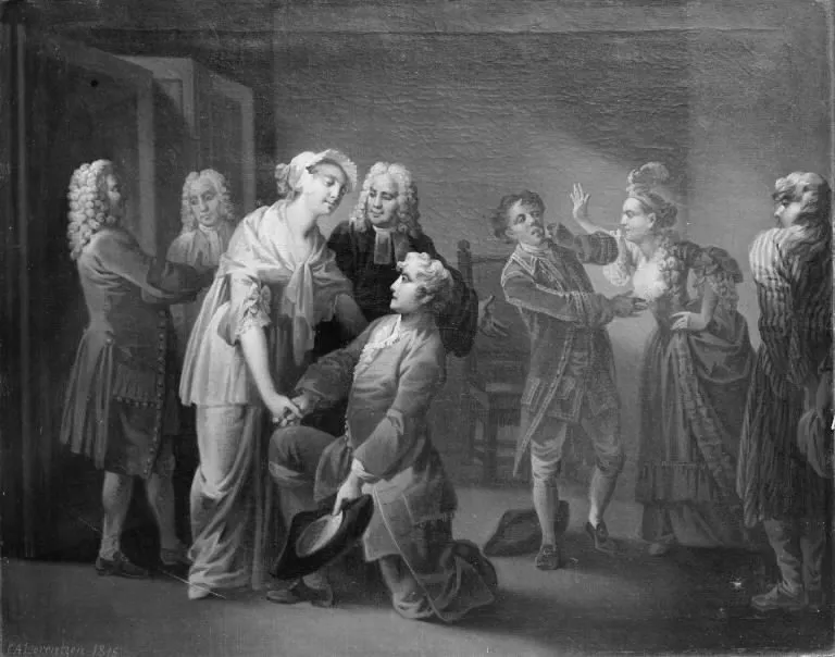 Henrik og Pernille, III akt, 13. scene, by Christian August Lorentzen, oil, 1815