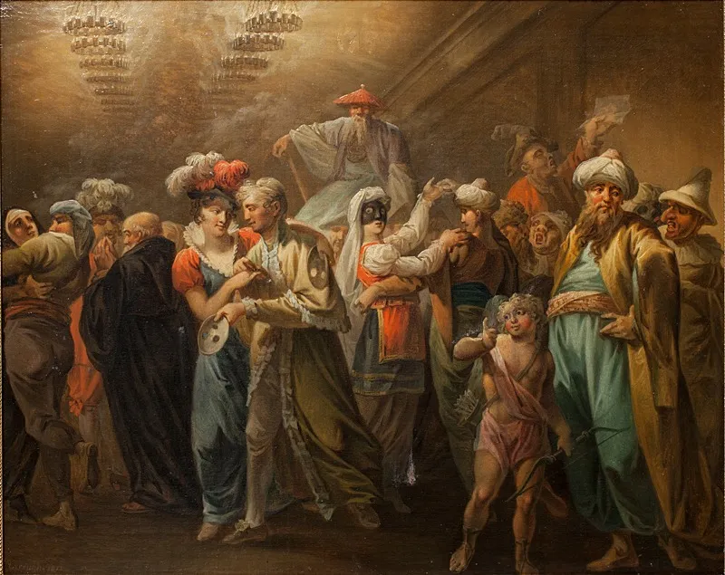 Maskerade. Intermedium, by Christian August Lorentzen, oil, 1813