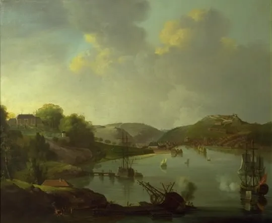 Udsigt over Frederikshald i Norge, by Christian August Lorentzen, oil, 1796