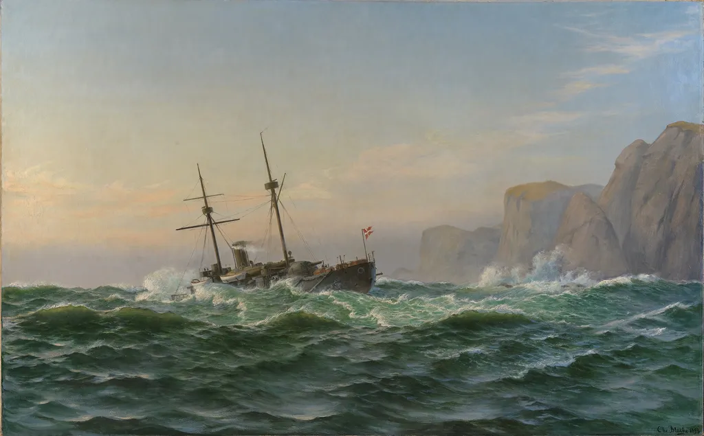 The Iver Hvitfeldt heading for Trondheim, by Christian Blache, oil, 1898