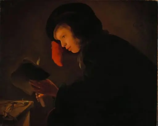 Young Man by Candlelight, by Christian Dusart
