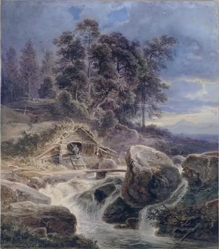 Mountain torrent, Norway, by Christian Ernst Bernhard Morgenstern