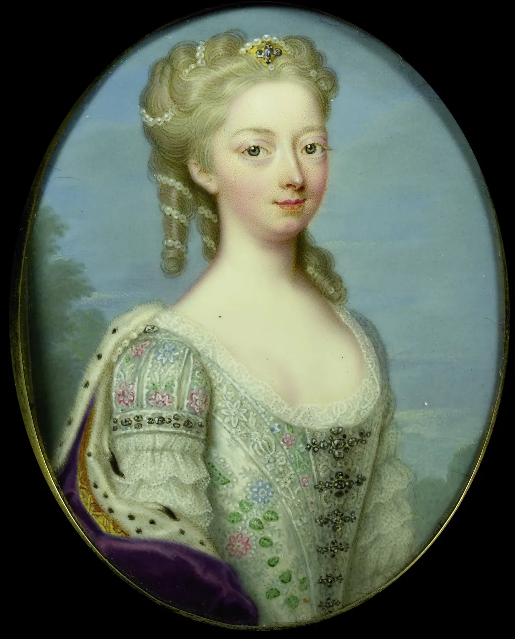 Portrait of Anna van Hannover (1709-1759), by Christian Friedrich Zincke, copper, 1730