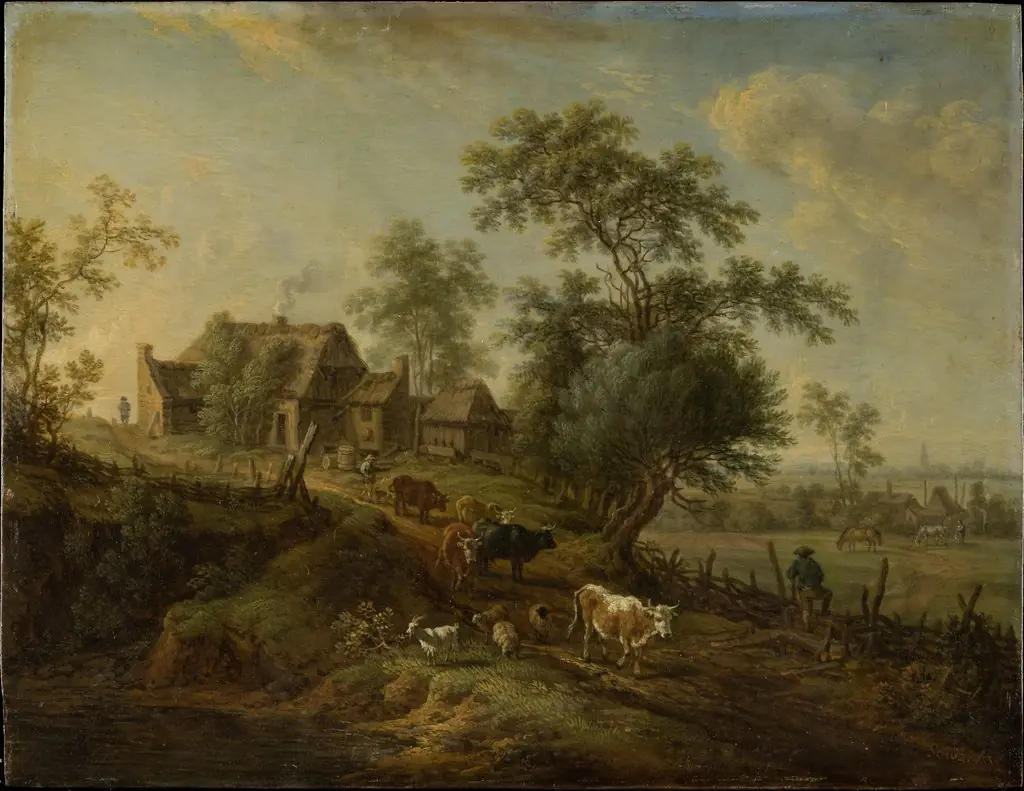 Landscape with Farm Animals on a Road, by Christian Georg Schütz