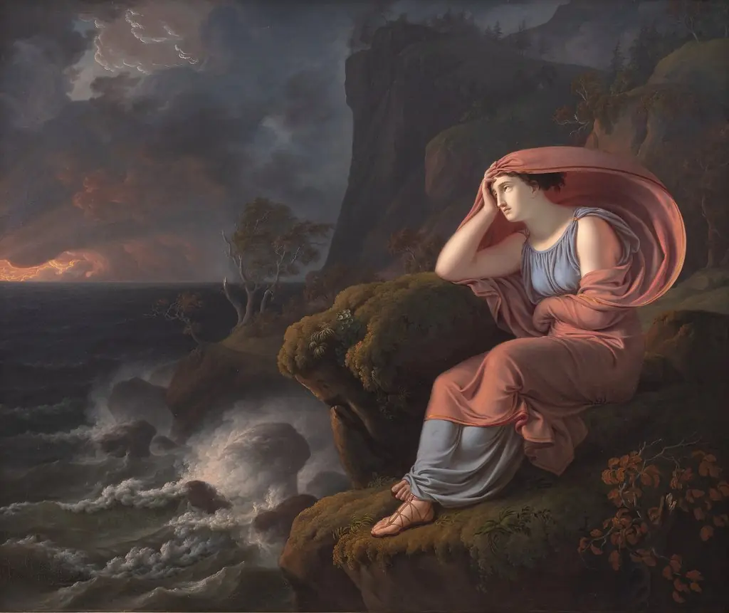 Alkyone venter forgæves sin bortrejste ægtefælle, by Christian Gottlieb Kratzenstein-Stub