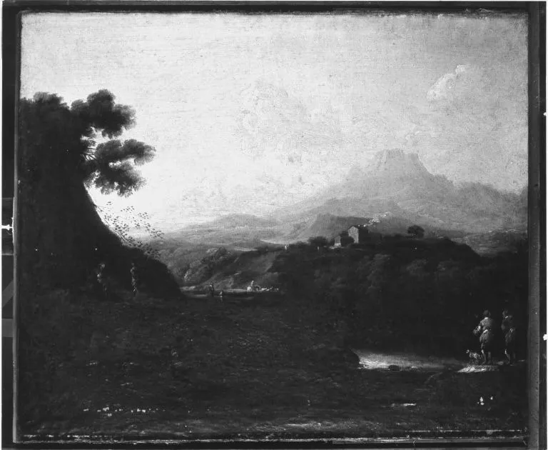 Italian landscape, by Christian Hilfgott Brand, oil, 1725