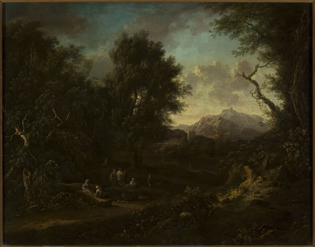 Landscape, by Christian Hilfgott Brand, oil, 1735