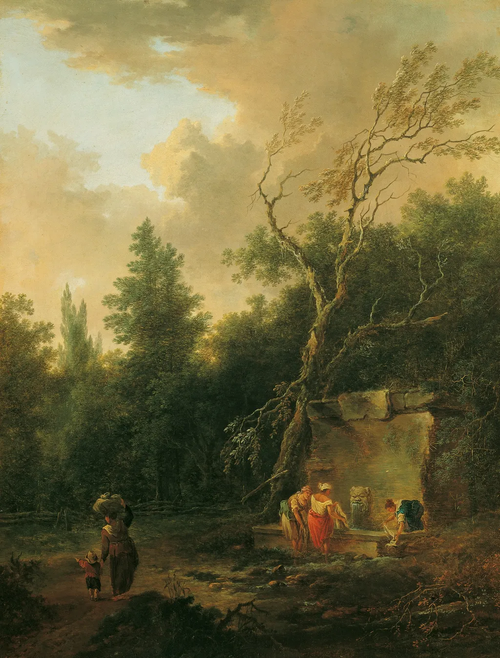 Tree Landscape with Fountain, by Christian Hilfgott Brand, oil, 1750