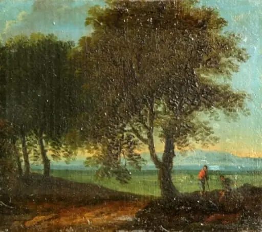 Mic peisaj cu copaci; pandant: Mic peisaj deluros, by Christian Hülfgott Brand