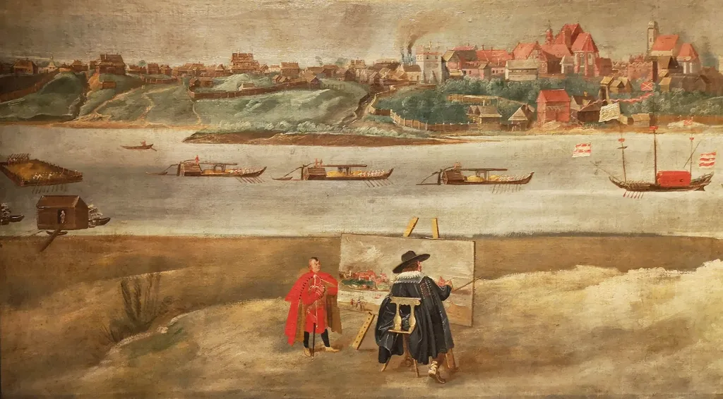 View of Warsaw from Vistula river., by Christian Melich, oil, 1620