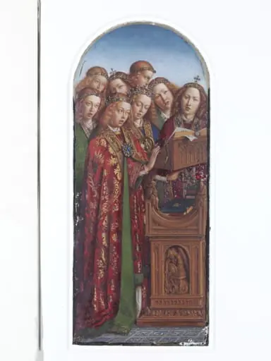 Copy of a detail of the Ghent Altarpiece, Angelic Choir, by Hubert and Jan van Eyck in the church of St Bavon, Ghent., by Christian Schultz