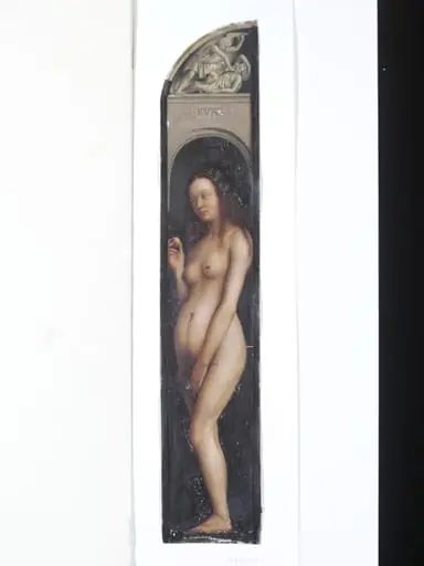 Copy of a detail of the Ghent Altarpiece, Eve, by Hubert and Jan van Eyck in the church of St Bavon, Ghent., by Christian Schultz