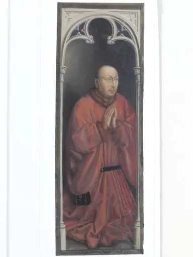 Copy of a detail of the Ghent Altarpiece, Josse Vyd, by Hubert and Jan van Eyck in the church of St Bavon, Ghent, by Christian Schultz