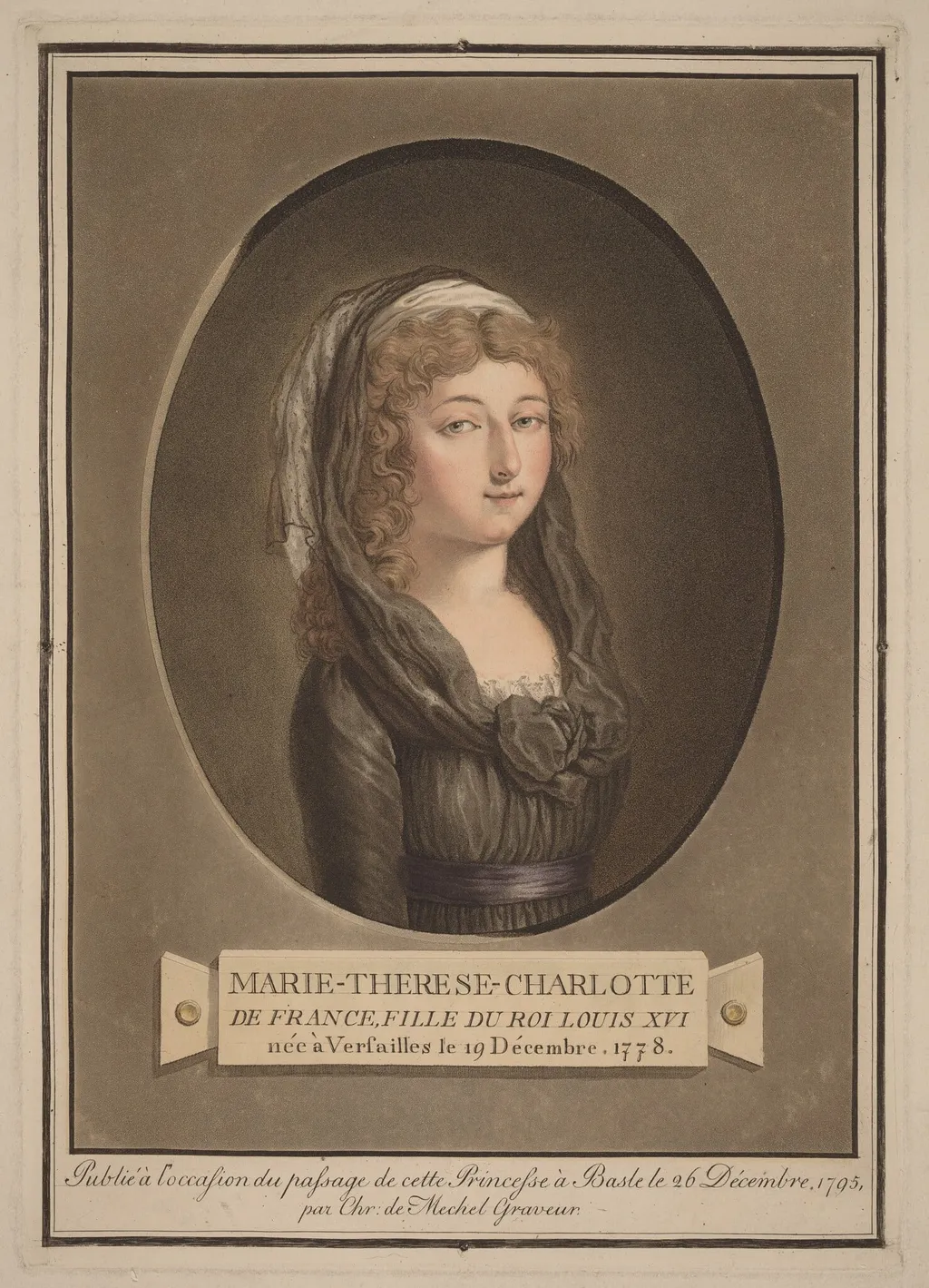 Marie-Thérèse-Charlotte, Duchess of Angoulême, by Christian von Mechel, ink, 1795