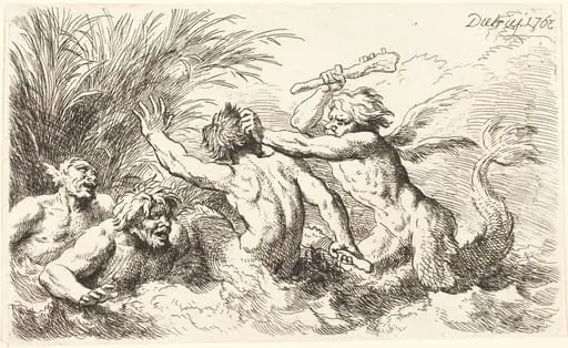 Battling Tritons, by Christian Wilhelm Ernst Dietrich