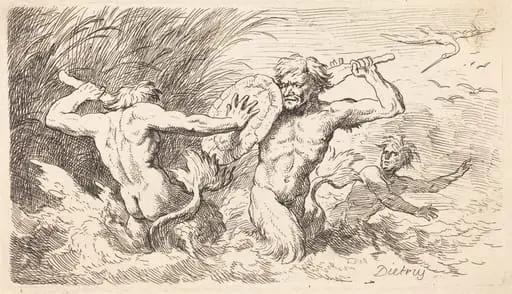 Battling Tritons, by Christian Wilhelm Ernst Dietrich