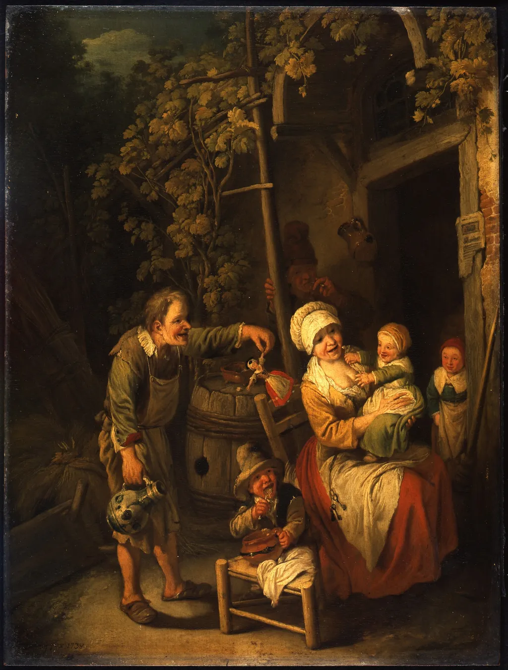Family of peasants before a house, by Christian Wilhelm Ernst Dietrich, unspecified, 1738
