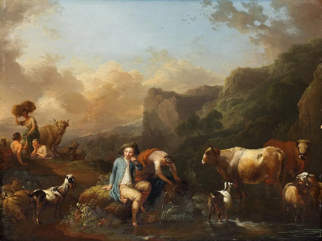 Italian Landscape with Shepherds, by Christian Wilhelm Ernst Dietrich