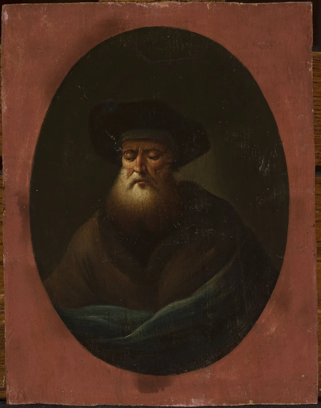 Old man with blue fabric, by Christian Wilhelm Ernst Dietrich, oil, 1753