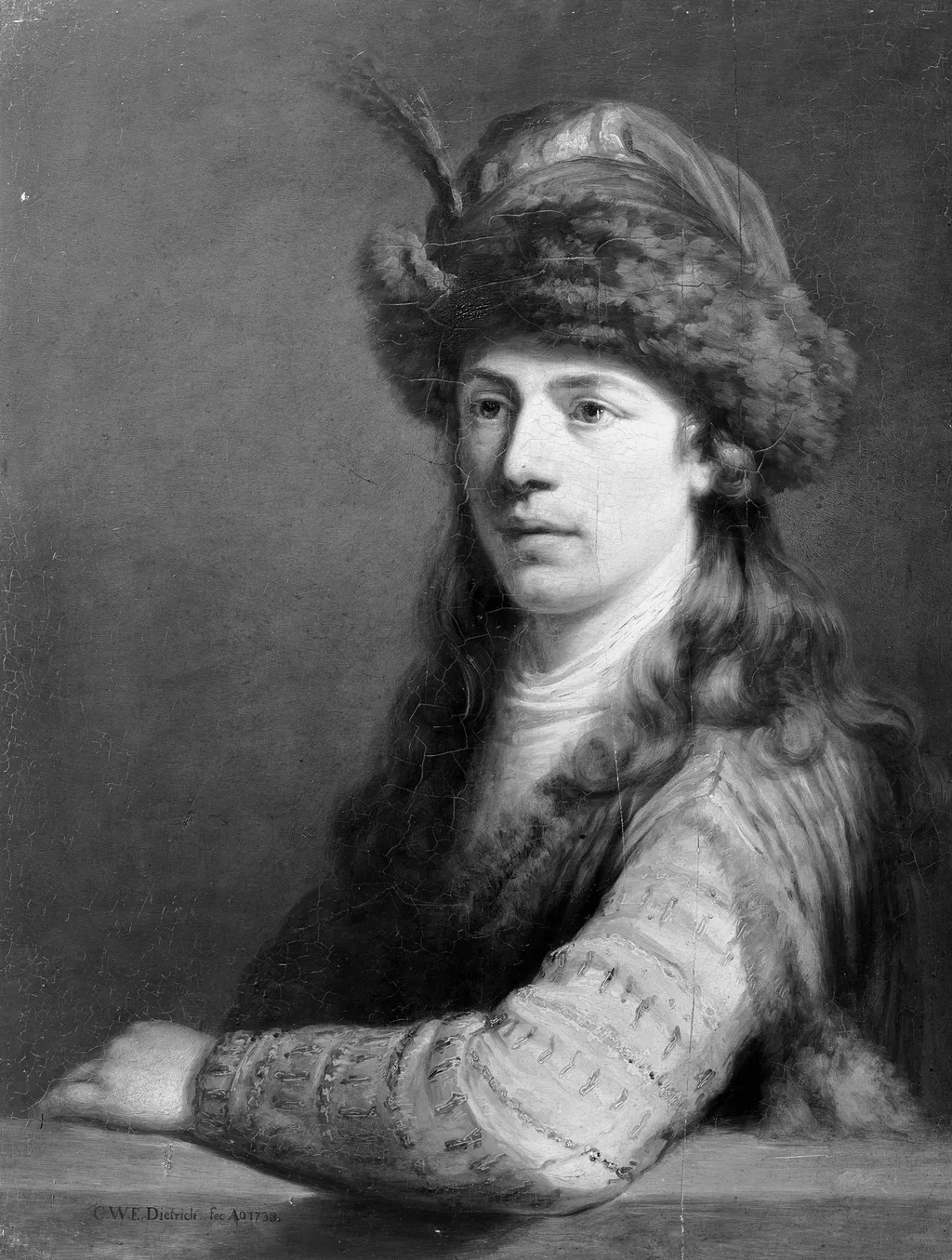 Portrait of a young man, by Christian Wilhelm Ernst Dietrich, paint, 1738