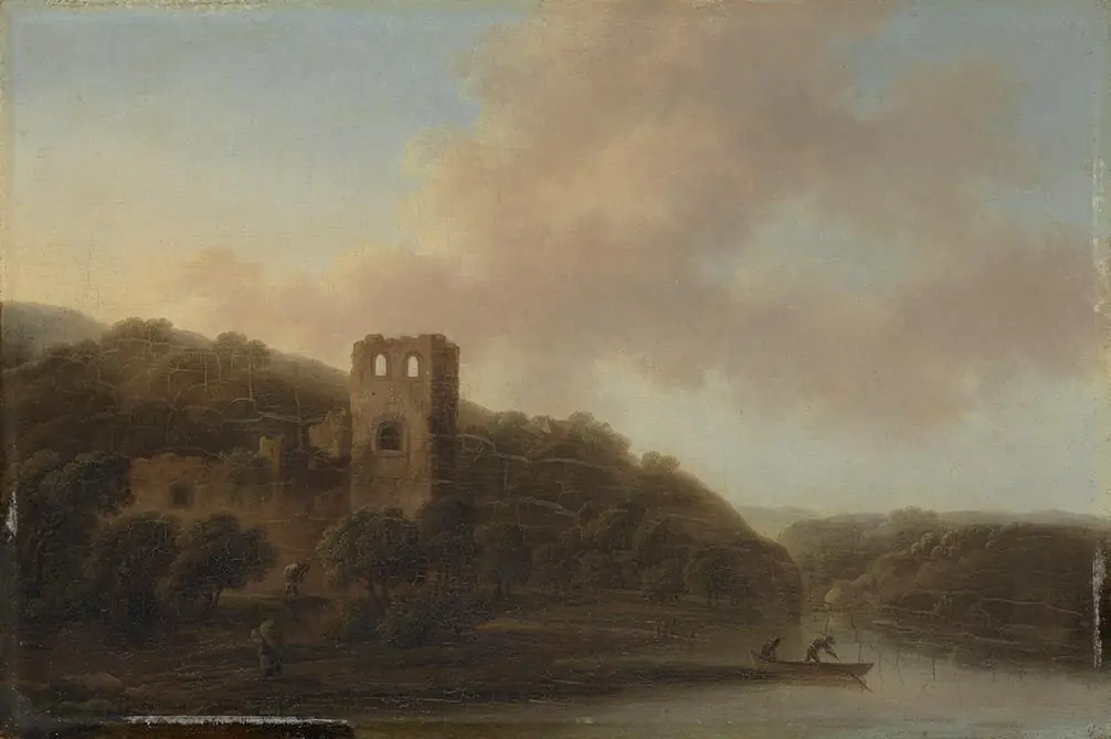 Ruine am Ufer eines Flusses, by Christian Wilhelm Ernst Dietrich